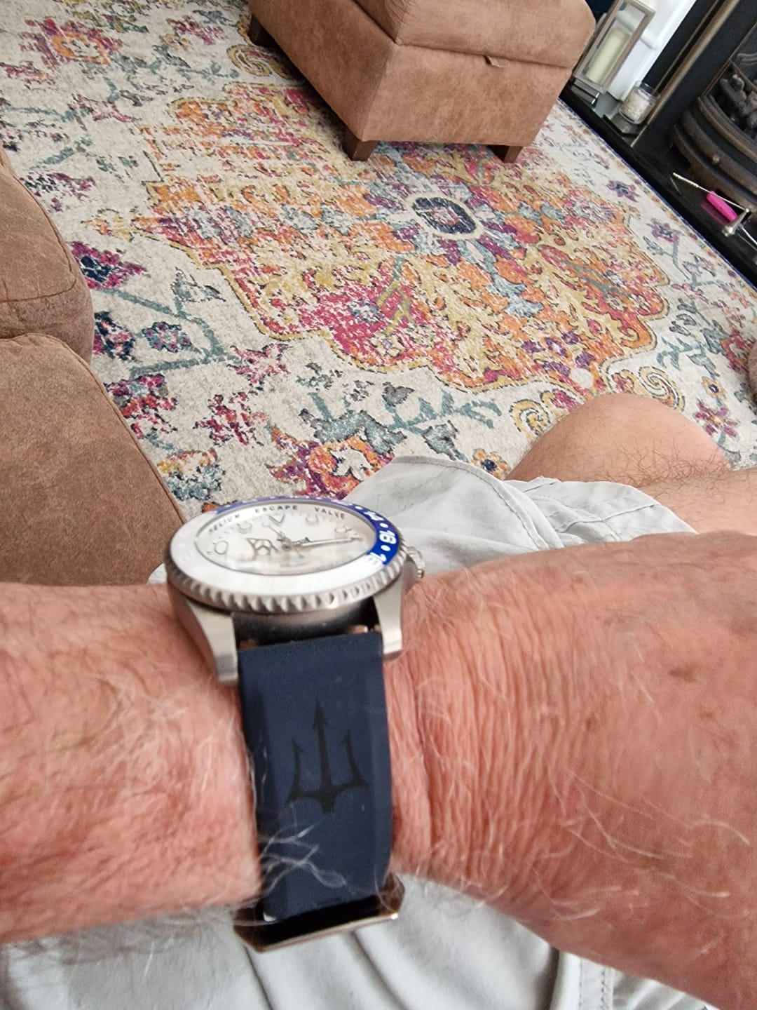 Customer photo review of Oceaneva™ Men's GMT TITANIUM Automatic Deep Marine Explorer 1250M White & Blue Ceramic Bezel Watch