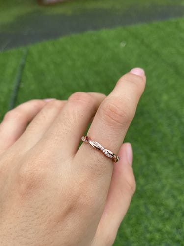Customer photo review of Louily Twist Eternity Wedding Band for Women In Sterling Silver