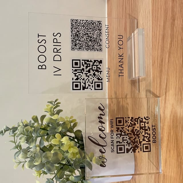 Customer photo review of Custom Acrylic Business Decoration Sign - Personalized QR Sign Shop Decor Business Social Media Sign Sign for Business Custom Acrylic Sign Acrylic Sign Logo Table Sign Social Media Sign Qr Code Signs