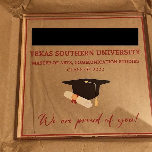 Customer photo review of Custom Graduation Gift - Graduation Memory, Personalized Graduation Gift, Class of 2021, Granddaughter Keepsake, Couples Gift