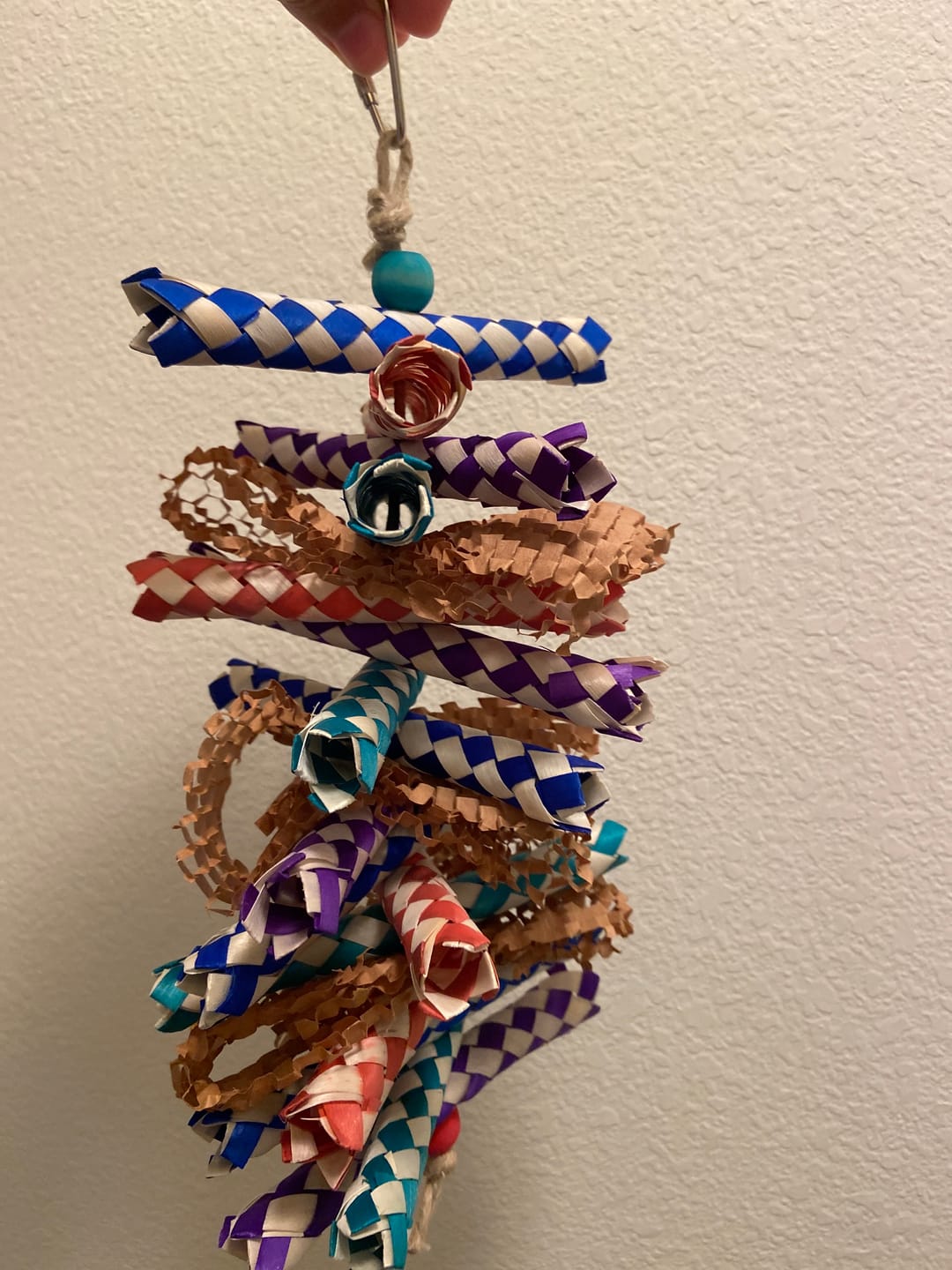 Customer photo review of Frizzle Frazzle Forager by Cheep Thrills Bird Toys