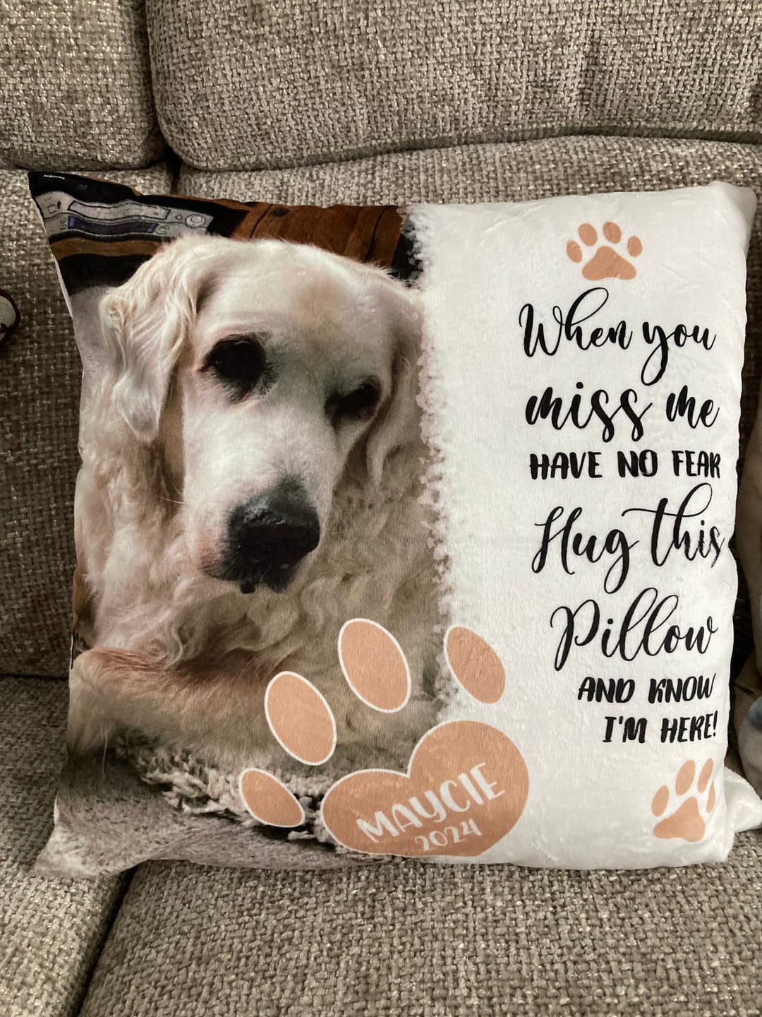 Customer photo review of When you miss me - Personalised pillow