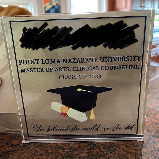 Customer photo review of Custom Graduation Gift - Graduation Memory, Personalized Graduation Gift, Class of 2021, Granddaughter Keepsake, Couples Gift