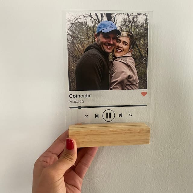 Customer photo review of NEXT DAY SHIP Custom Song Plaque Acrylic Plaque Couple Gift with Code and Text, Last minute gift, Couples Gift, Gifts for Wife and Husband