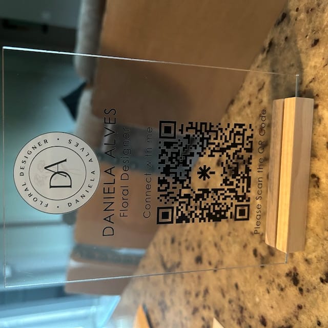 Customer photo review of Custom Acrylic Business Decoration Sign - Personalized QR Sign Shop Decor Business Social Media Sign Sign for Business Custom Acrylic Sign Acrylic Sign Logo Table Sign Social Media Sign Qr Code Signs