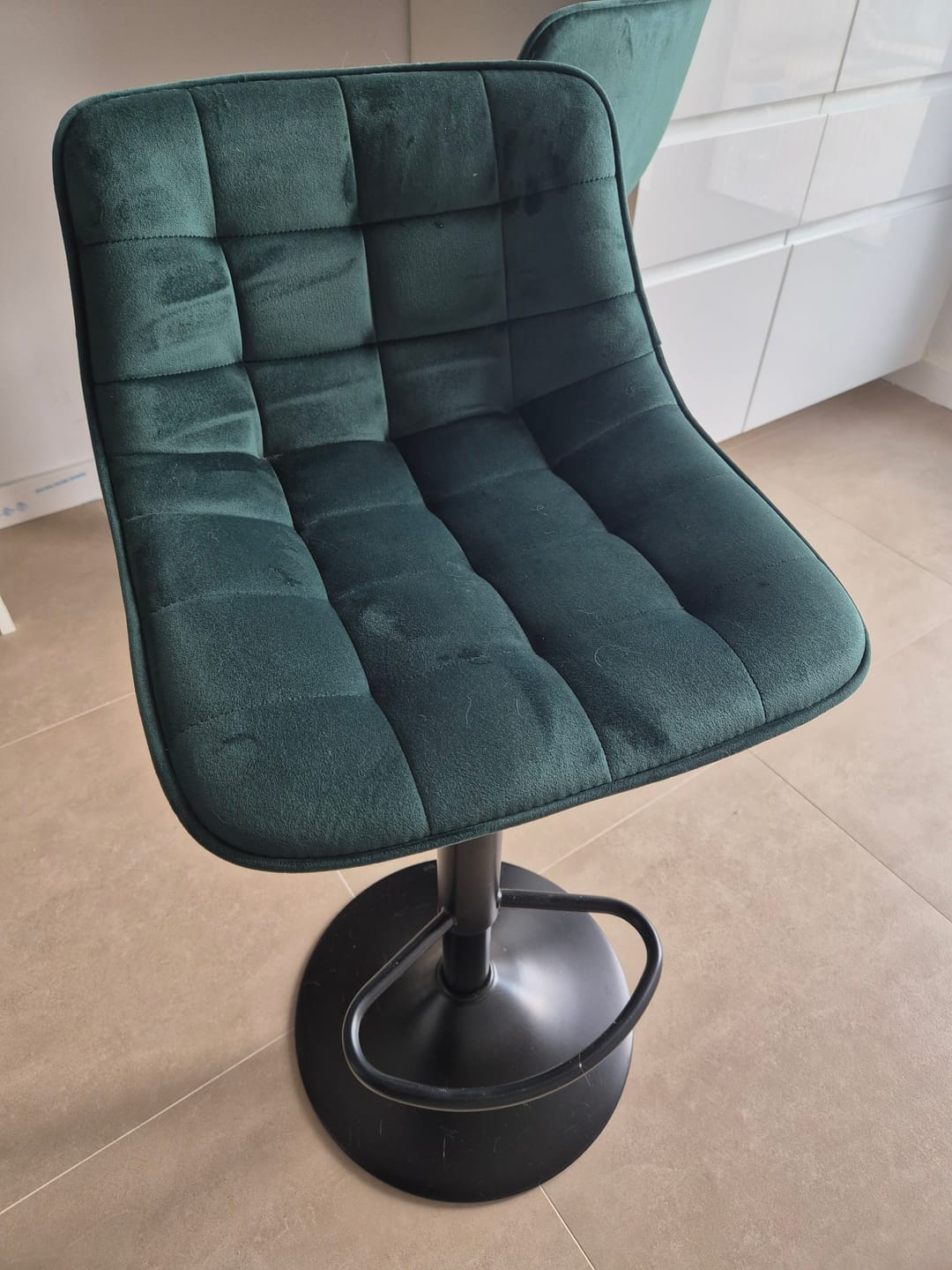 Customer photo review of Scaun bar H95, verde inchis/gri inchis, stofa/otel, 43x44x84/106 cm