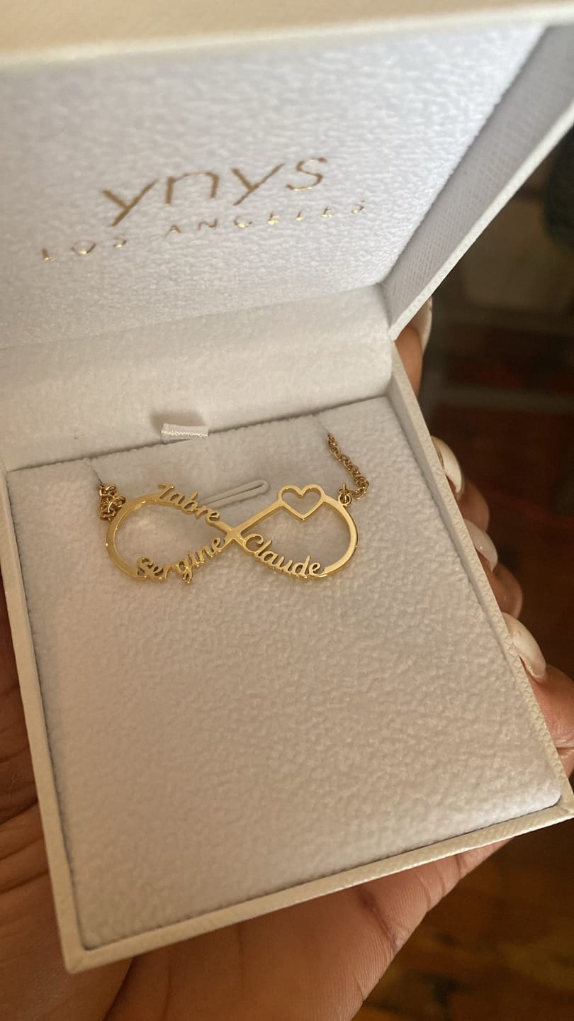 Customer photo review of Infinity Heart Name Necklace