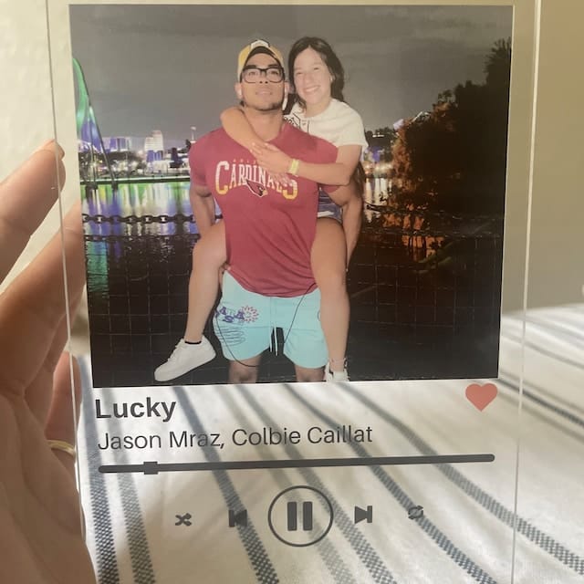 Customer photo review of NEXT DAY SHIP Custom Song Plaque Acrylic Plaque Couple Gift with Code and Text, Last minute gift, Couples Gift, Gifts for Wife and Husband