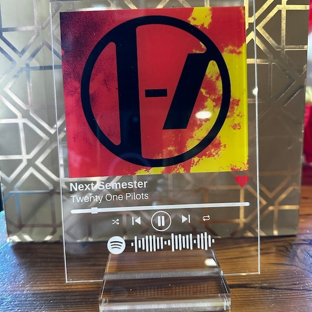 Customer photo review of NEXT DAY SHIP Custom Song Plaque Acrylic Plaque Couple Gift with Code and Text, Last minute gift, Couples Gift, Gifts for Wife and Husband