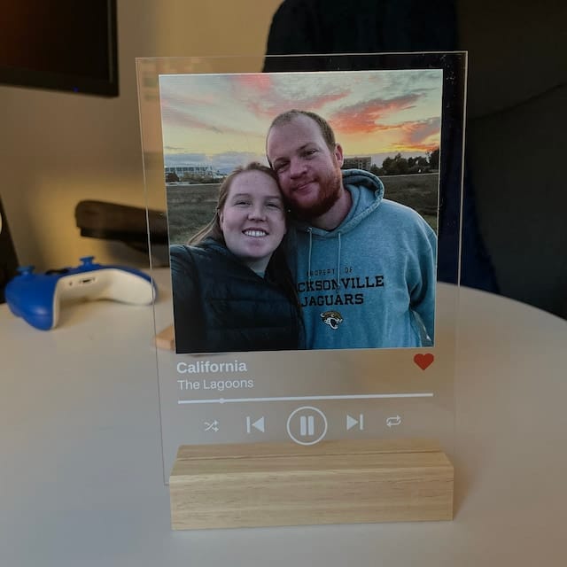 Customer photo review of NEXT DAY SHIP Custom Song Plaque Acrylic Plaque Couple Gift with Code and Text, Last minute gift, Couples Gift, Gifts for Wife and Husband
