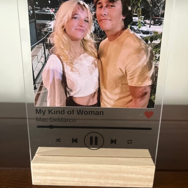 Customer photo review of NEXT DAY SHIP Custom Song Plaque Acrylic Plaque Couple Gift with Code and Text, Last minute gift, Couples Gift, Gifts for Wife and Husband