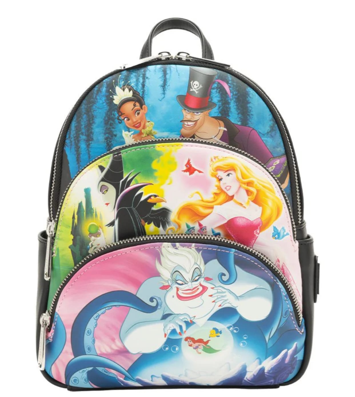 Customer photo review of Loungefly Disney Princesses vs Villains Triple Pocket Mini Backpack - 707 Street Exclusive
