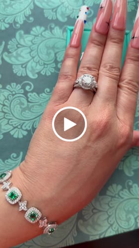 Customer video review of Halo Moissanite Split Shank Triple Row Pave Engagement Ring