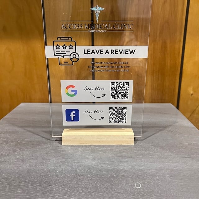 Customer photo review of Custom Acrylic Business Decoration Sign - Personalized QR Sign Shop Decor Business Social Media Sign Sign for Business Custom Acrylic Sign Acrylic Sign Logo Table Sign Social Media Sign Qr Code Signs
