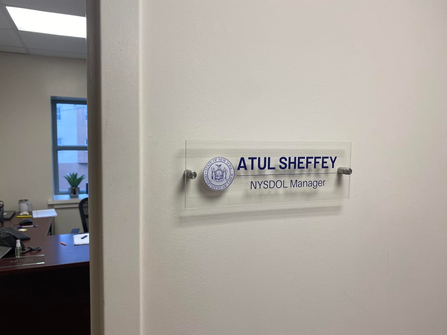 Customer photo review of Wall Sign Name Plate - Door Name Plate Office Gifts Executive Sign Wall Plate Graduation Personalized Sign
