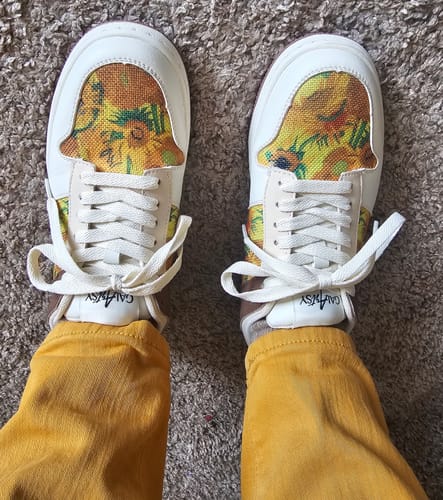 Customer photo review of Van Gogh Sunflowers inspired sneakers