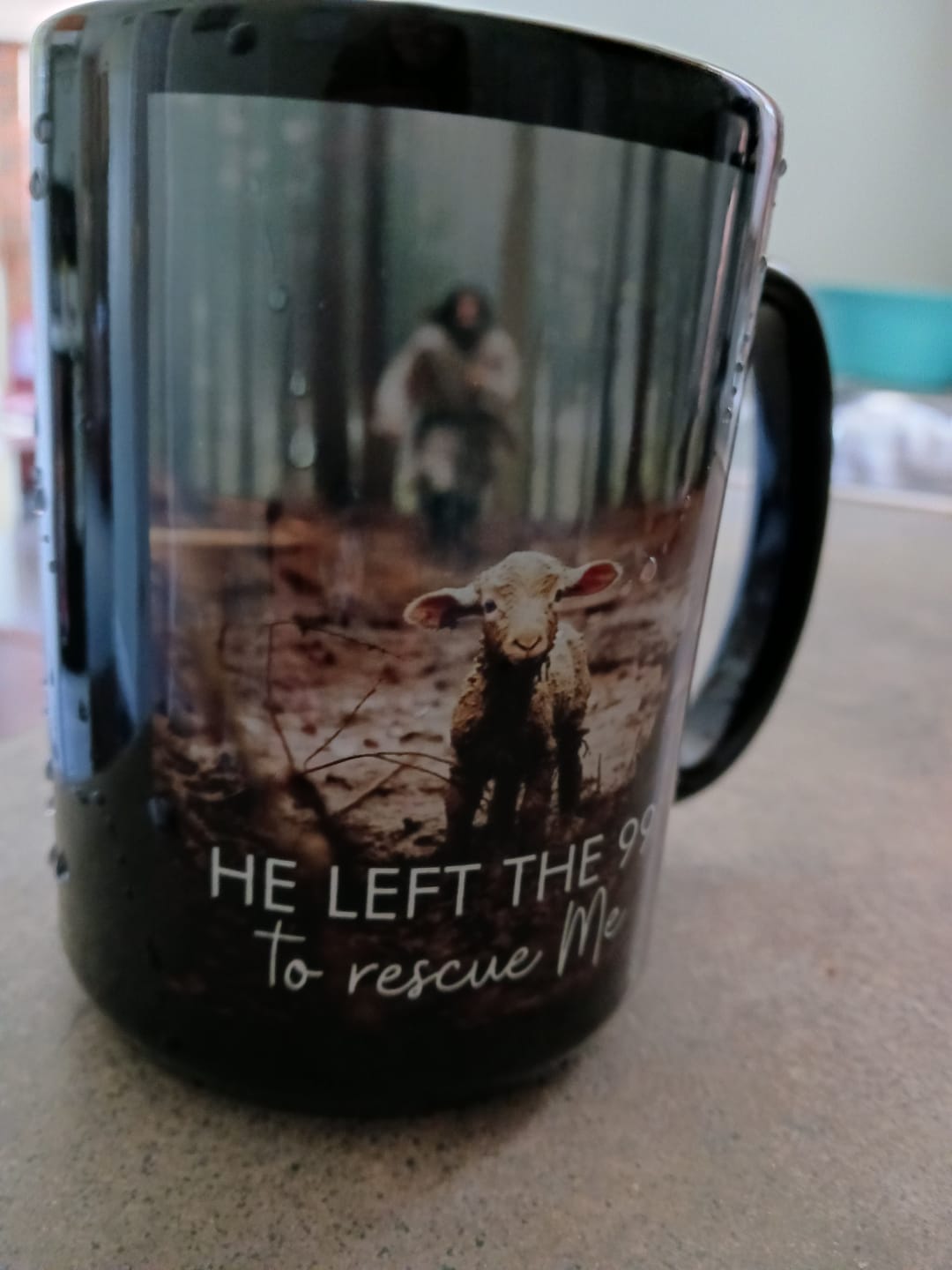 Customer photo review of He Left the 99 to Rescue Me, Jesus and Lost Sheep, Coffee Mug