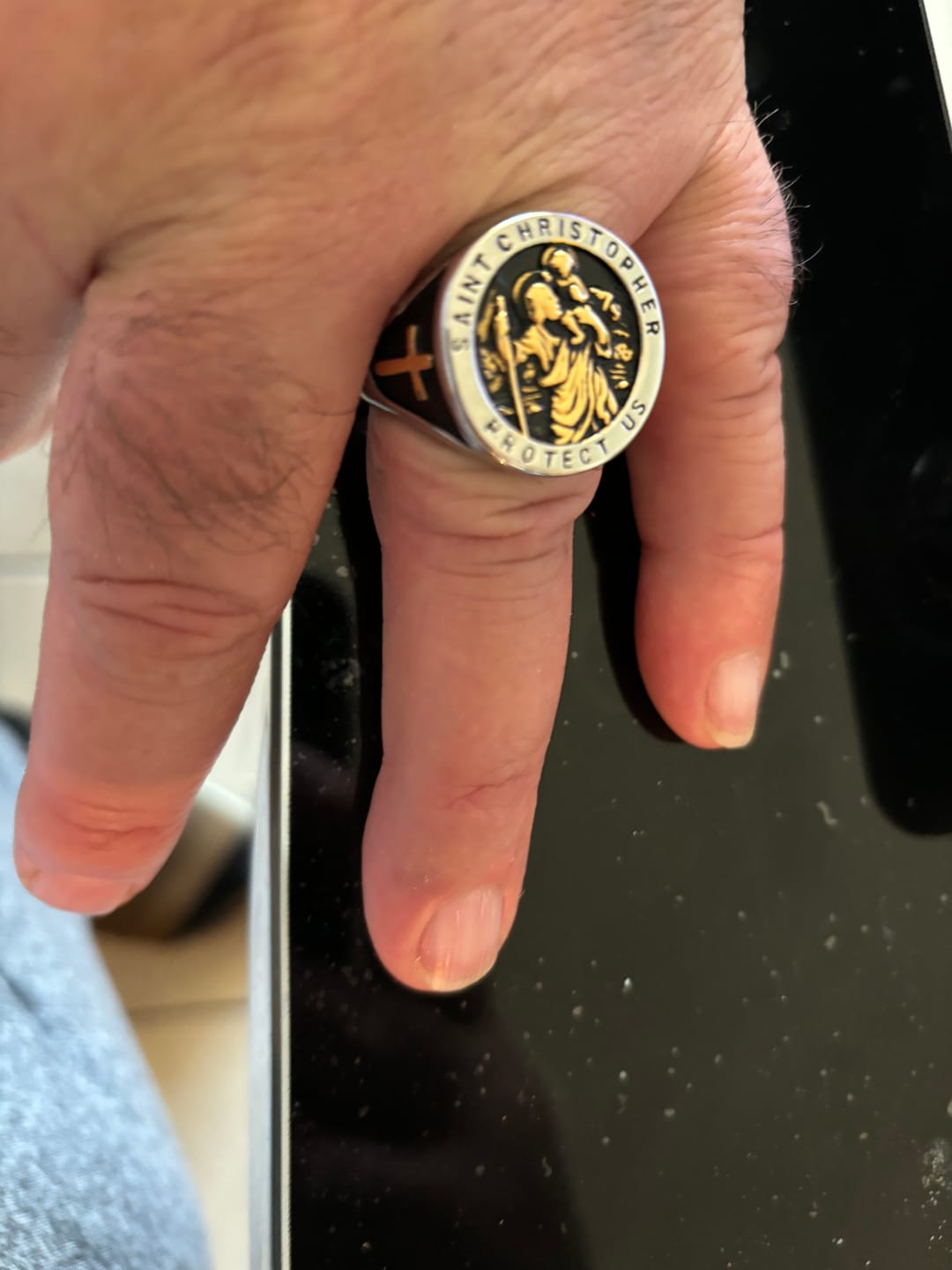 Customer photo review of Bague Saint Christophe