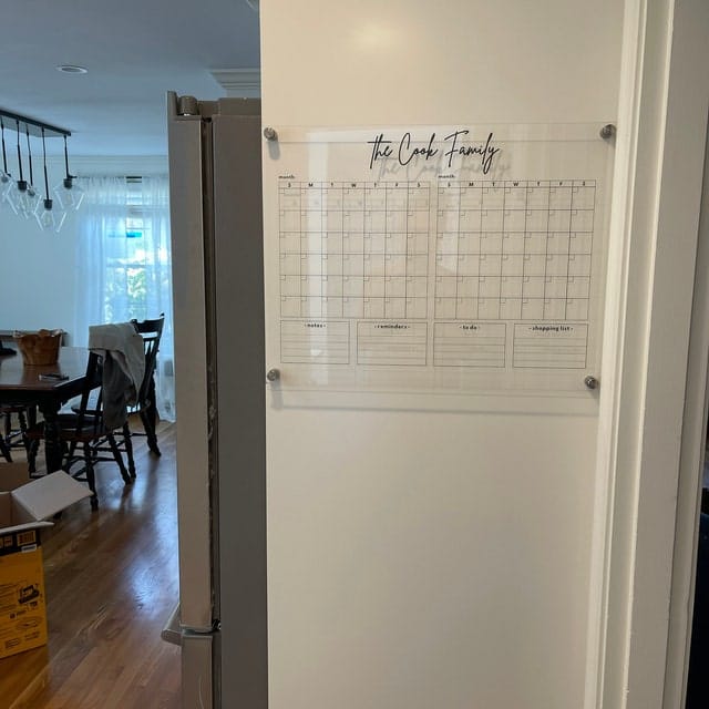 Customer photo review of Acrylic Two Month Wall Calendar - Personalized Calendar 2024, Two Month Planner Family Calendar 2024 Calendar w Marker, Monthly and Weekly Double