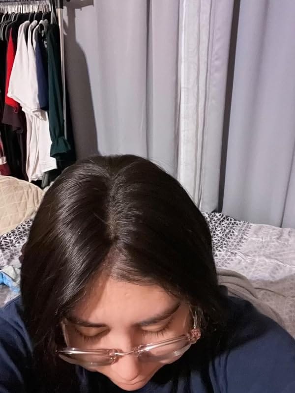 Customer photo review of Dark Brown Virgin Hair Medium Base Mono Topper Human Hair #2