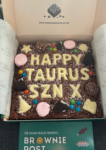 Customer photo review of Custom message birthday brownie