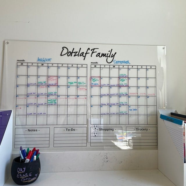 Customer photo review of Acrylic Two Month Wall Calendar - Personalized Calendar 2024, Two Month Planner Family Calendar 2024 Calendar w Marker, Monthly and Weekly Double