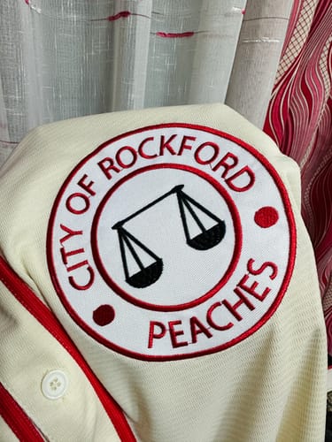 Customer photo review of Jimmy Dugan Rockford Peaches Baseball Jersey