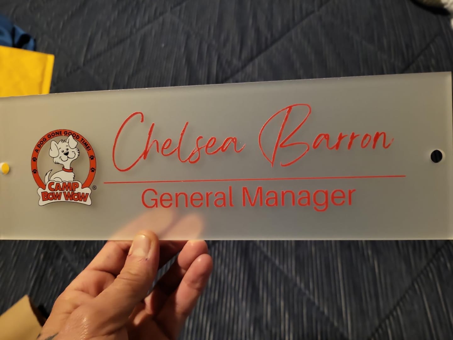 Customer photo review of Wall Sign Name Plate - Door Name Plate Office Gifts Executive Sign Wall Plate Graduation Personalized Sign