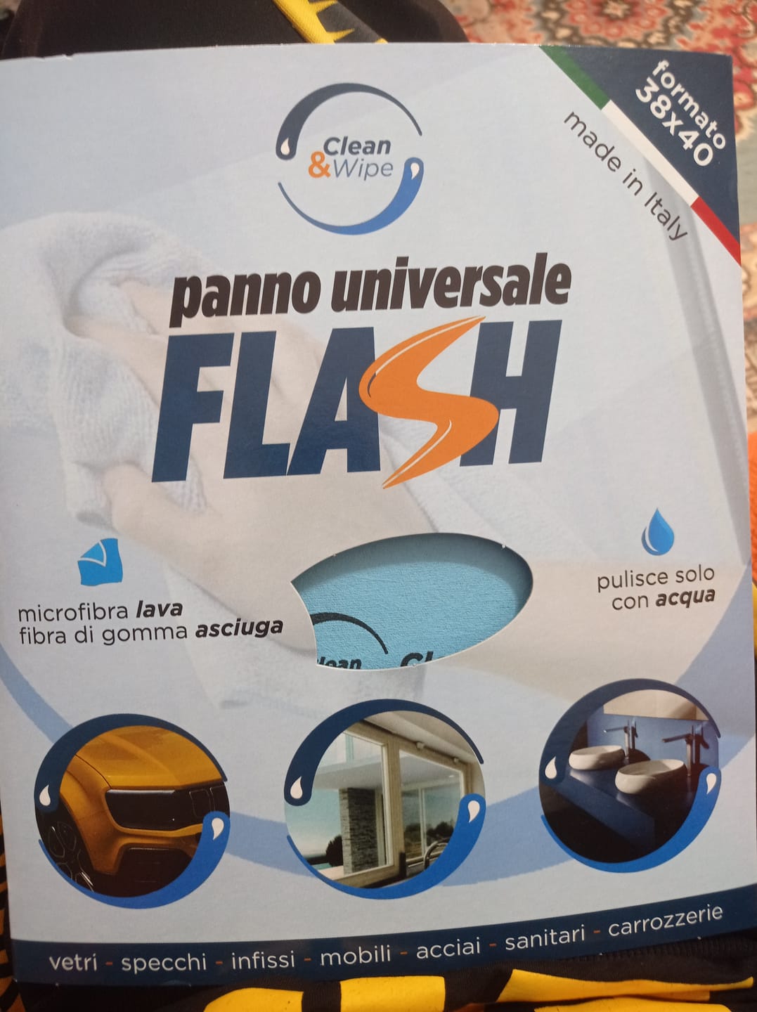Customer photo review of L' Autentico PannoFlash® Universale con Fibra Gommata. Lava, Sgrassa e Asciuga solo con Acqua