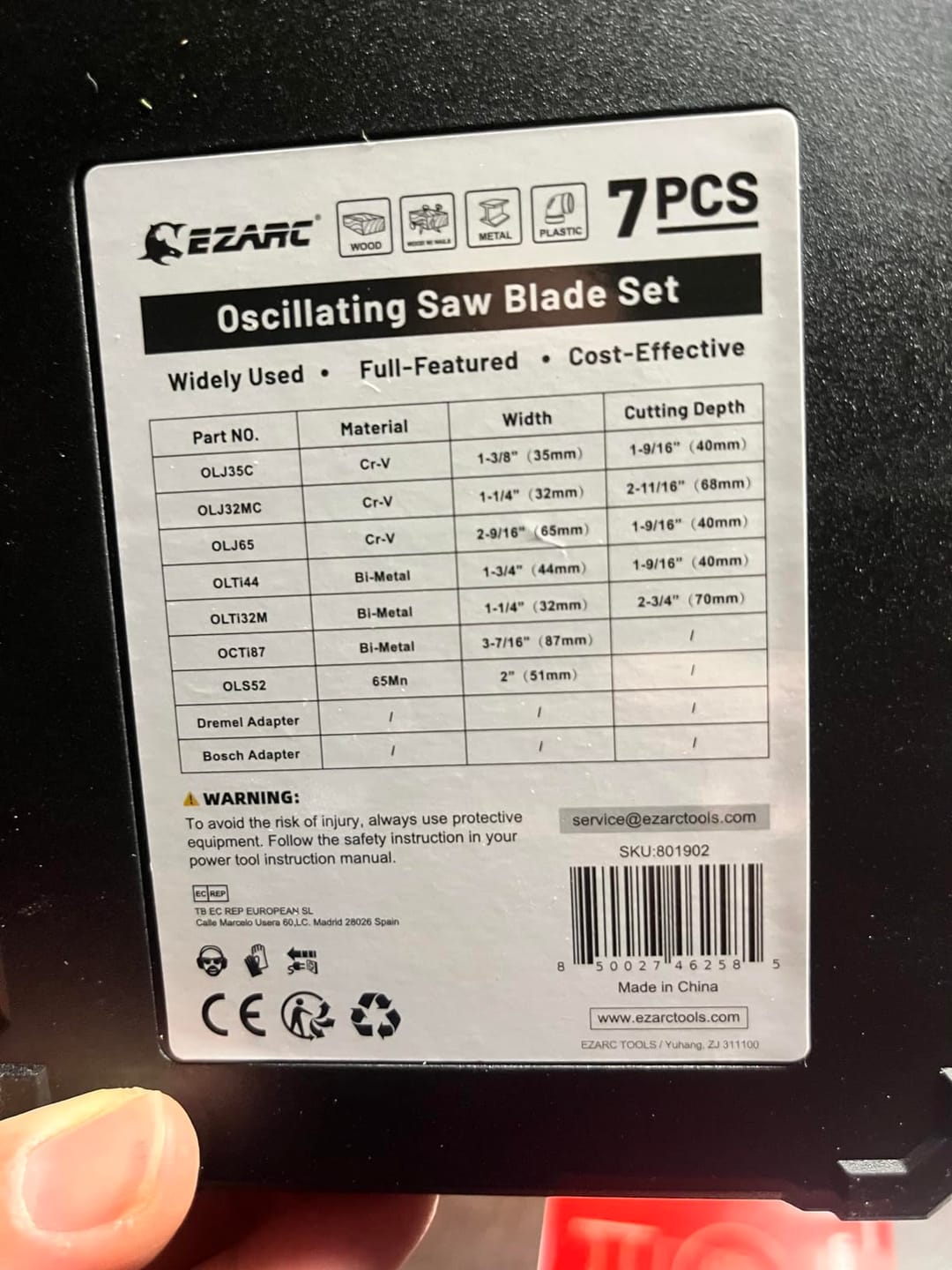 Customer photo review of 7PCS Oscillating Tool Blades Kit, Titanium Oscillating Saw Blades for Wood Nails, Metal, Plastic Multitool Blades Kits
