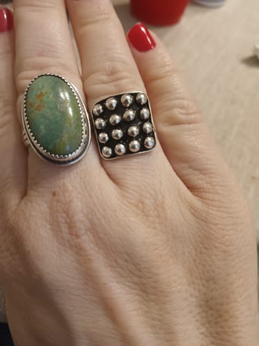 Customer photo review of Handmade Sterling Silver 3mm Ball Ring Adjustable