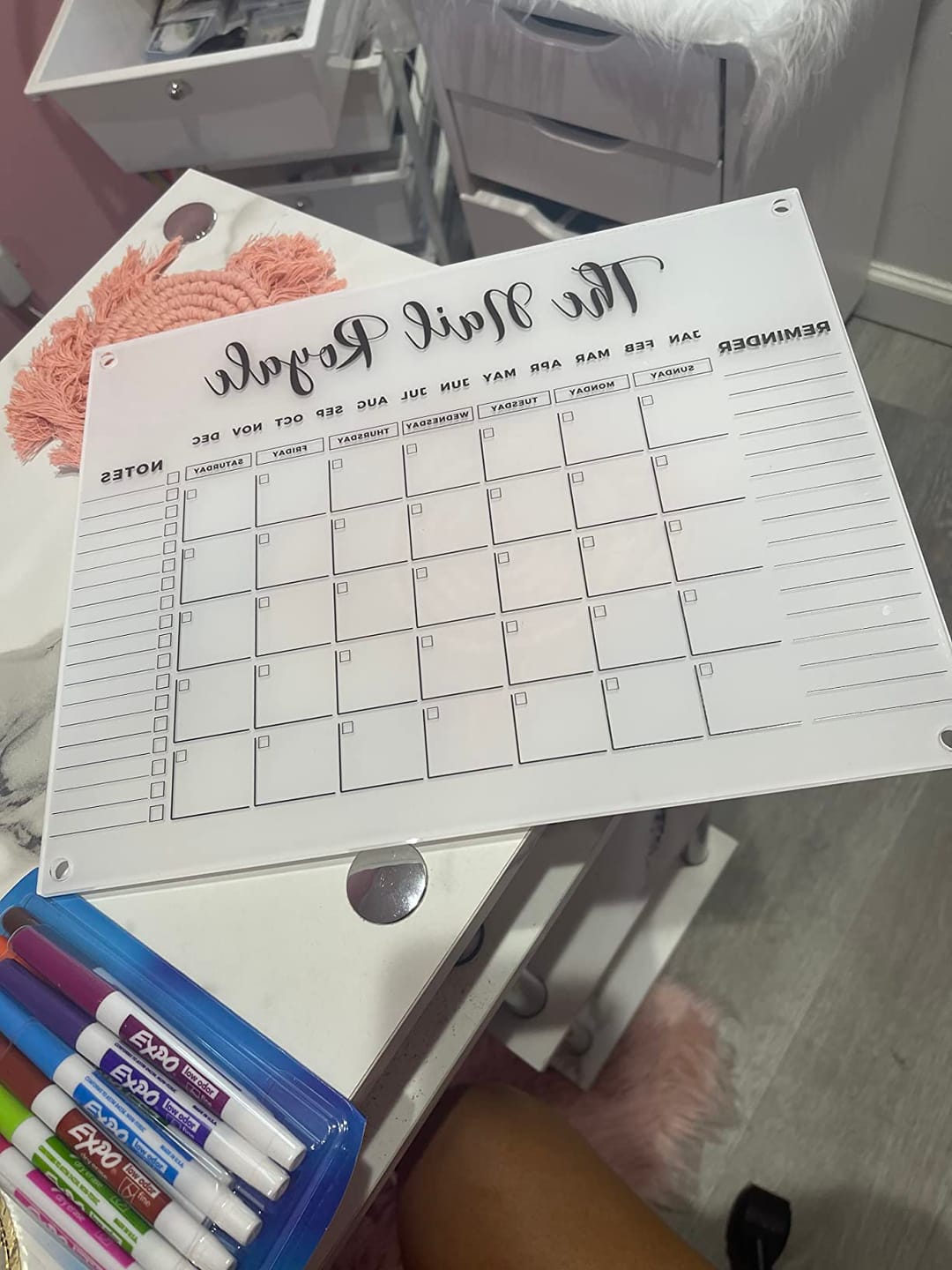 Customer photo review of Family Name Calendar Personalized Acrylic Wall Calendar - Personalized Calendar 2024, Horizontal Wall Calendar, Monthly and Weekly Calendar, Housewarming Gift, Goals, To Do