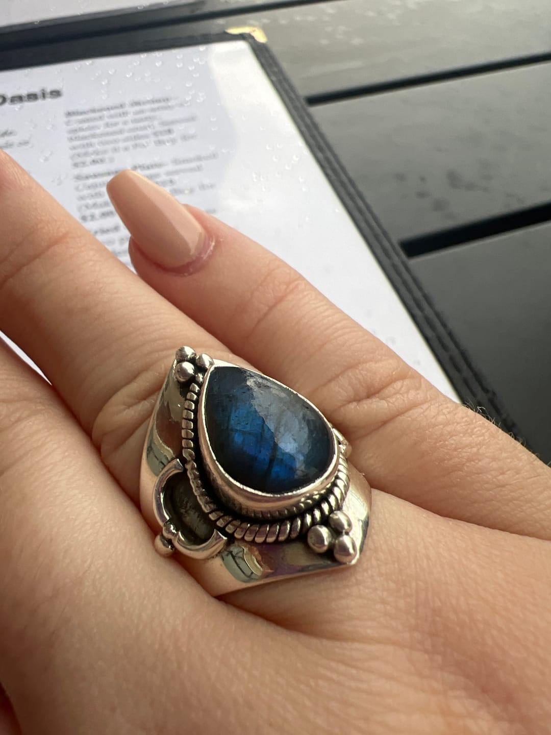 Customer photo review of Teardrop Labradorite Ring Sterling Silver