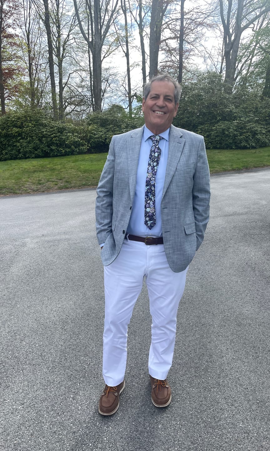 Customer photo review of Ollie Purple Floral Skinny Tie
