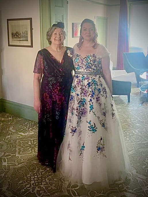 Customer photo review of Isabelle Navy Amethyst Float Sleeve Maxi Dress