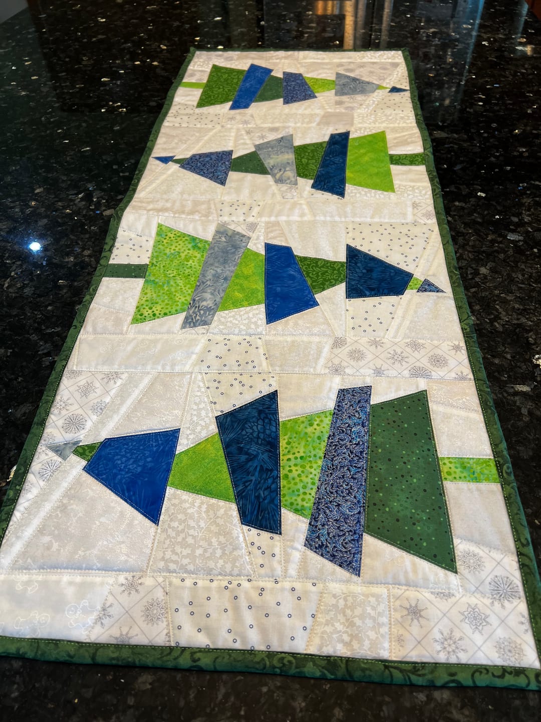 Customer photo review of Crazy Christmas Trees Table Topper Pattern