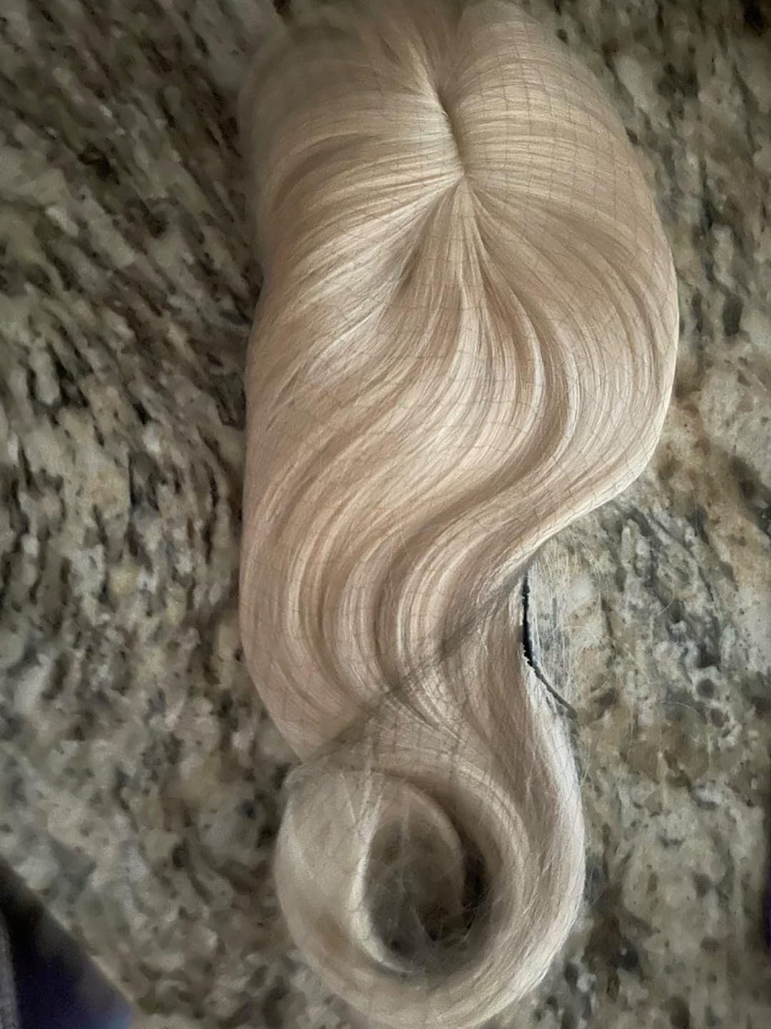 Customer photo review of Natural Hair Toppers Virgin Hair Topper Medium Base Light Blonde Hair Topper #60