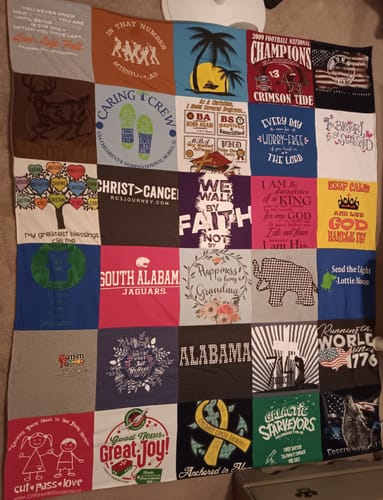 T-shirt quilt featuring south alabama jaguars by GLENDA G from AL