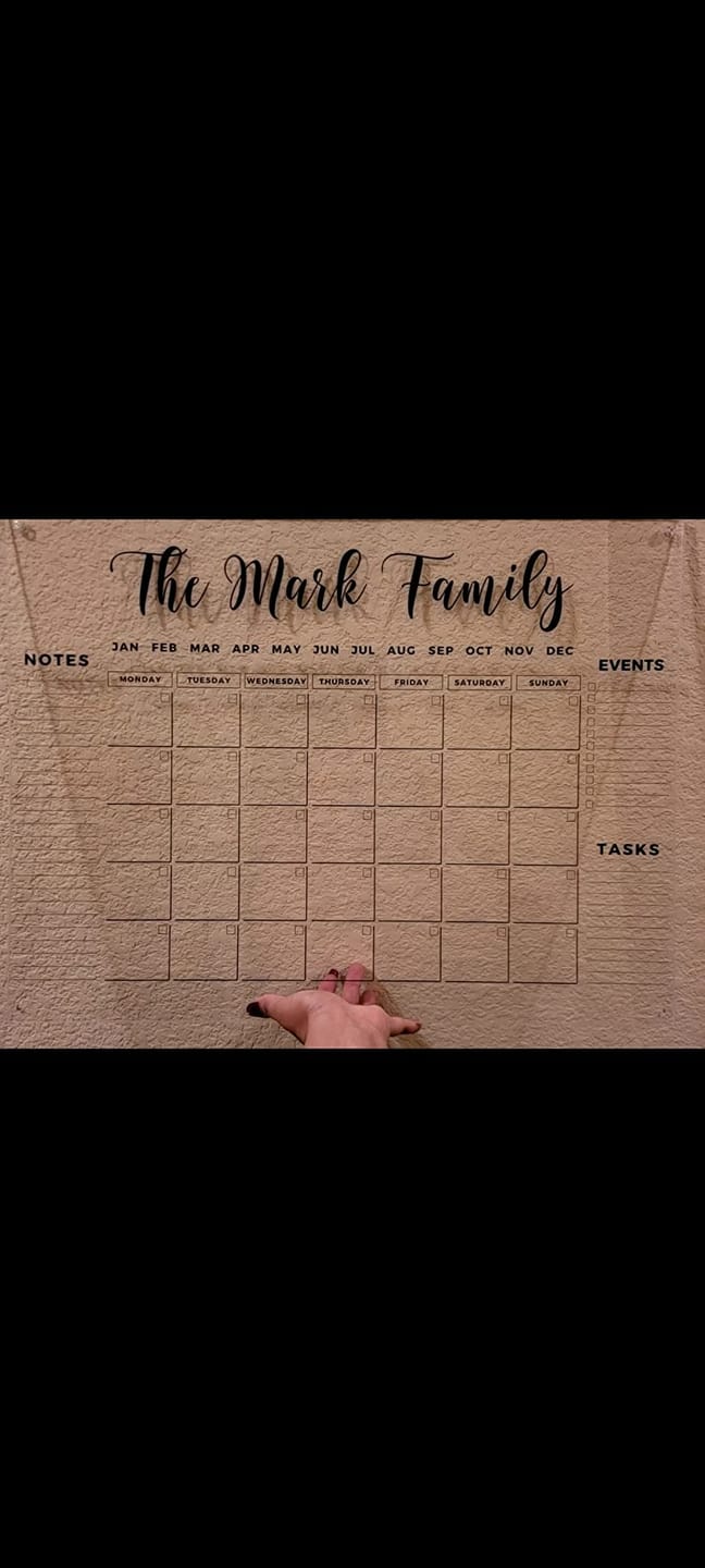 Customer photo review of Family Name Calendar Personalized Acrylic Wall Calendar - Personalized Calendar 2024, Horizontal Wall Calendar, Monthly and Weekly Calendar, Housewarming Gift, Goals, To Do