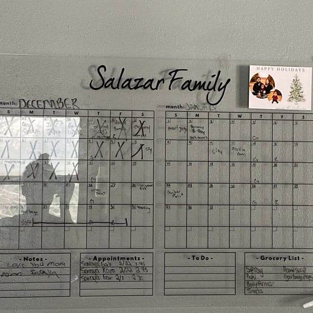 Customer photo review of Acrylic Two Month Wall Calendar - Personalized Calendar 2024, Two Month Planner Family Calendar 2024 Calendar w Marker, Monthly and Weekly Double