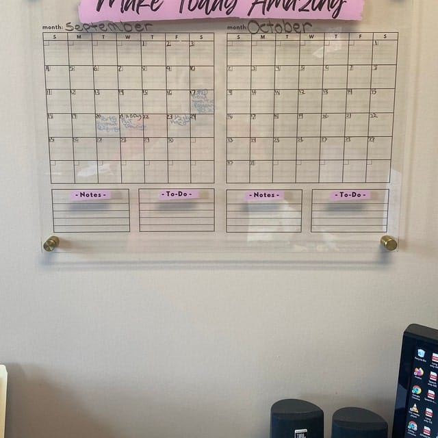 Customer photo review of Acrylic Two Month Wall Calendar - Personalized Calendar 2024, Two Month Planner Family Calendar 2024 Calendar w Marker, Monthly and Weekly Double