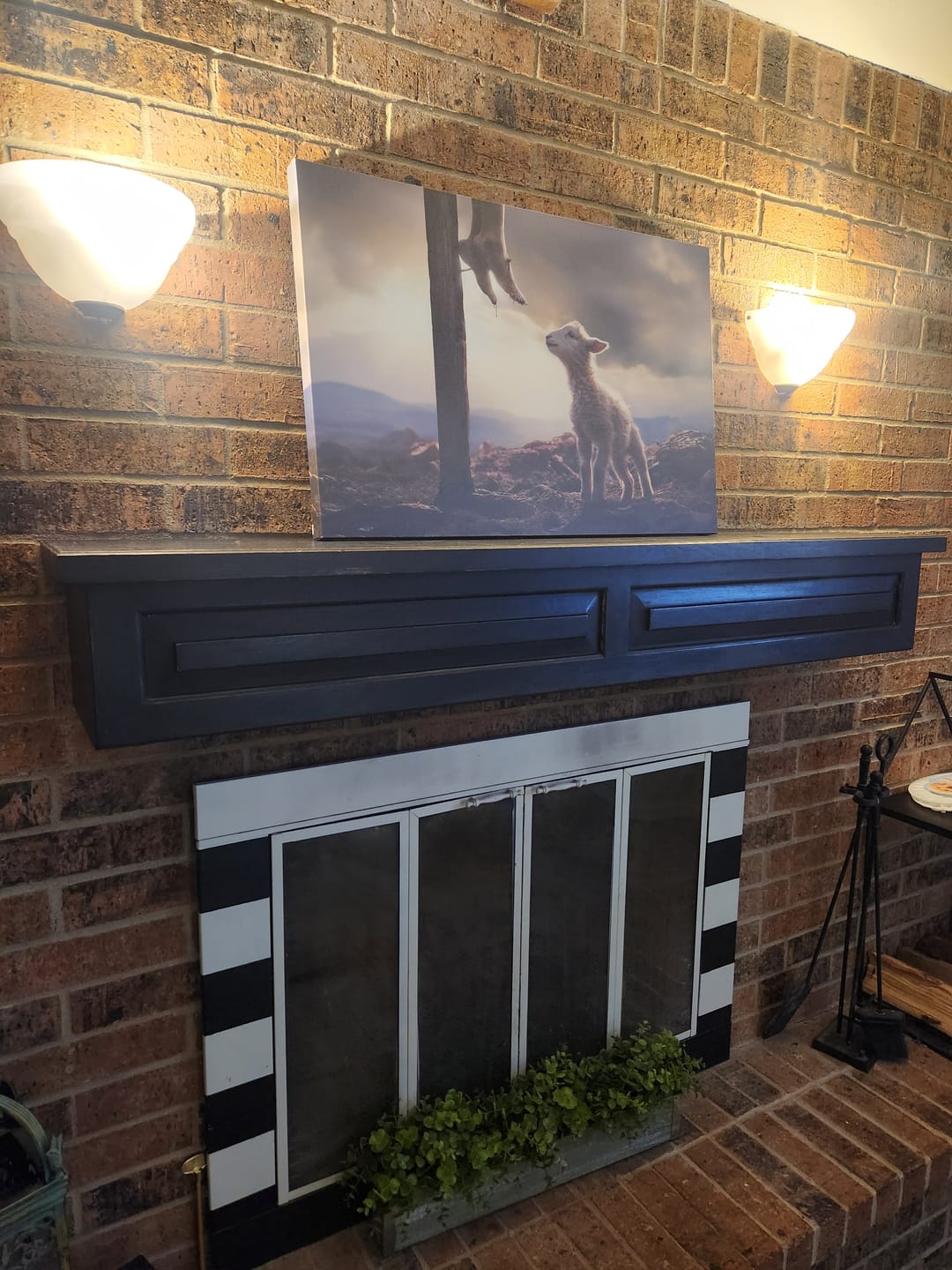 Customer photo review of Lamb Looking Up at Feet of Jesus Wall Art Canvas