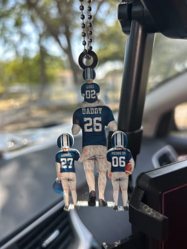 Customer photo review of Personalized American football Dad & Kids Acrylic Ornament