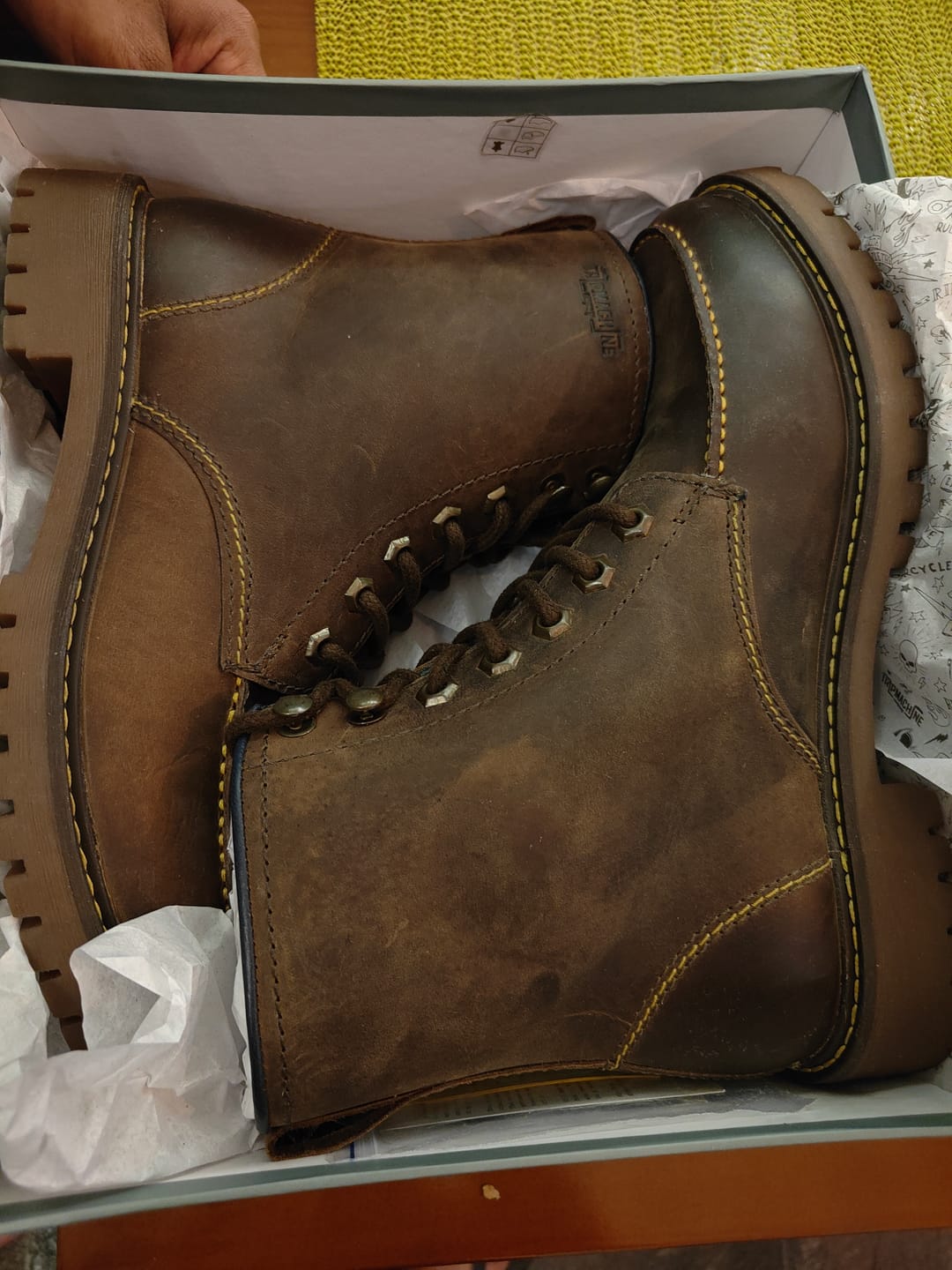 Customer photo review of boots moc-toe mocha