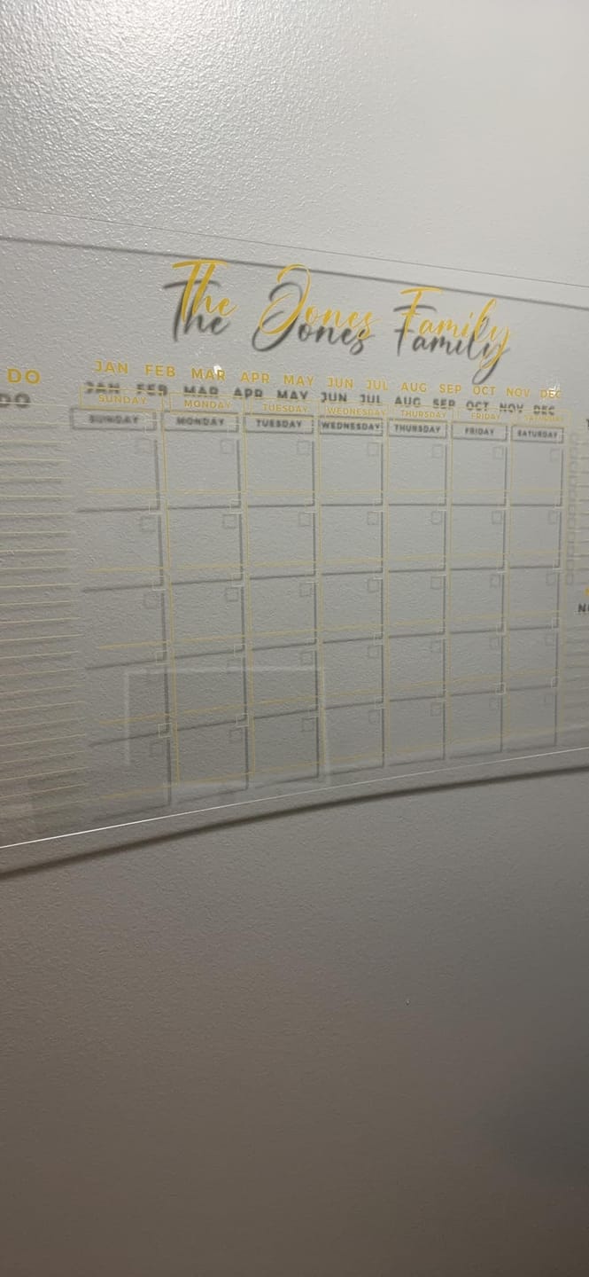 Customer photo review of Family Name Calendar Personalized Acrylic Wall Calendar - Personalized Calendar 2024, Horizontal Wall Calendar, Monthly and Weekly Calendar, Housewarming Gift, Goals, To Do