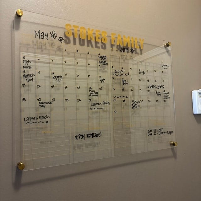 Customer photo review of Acrylic Two Month Wall Calendar - Personalized Calendar 2024, Two Month Planner Family Calendar 2024 Calendar w Marker, Monthly and Weekly Double