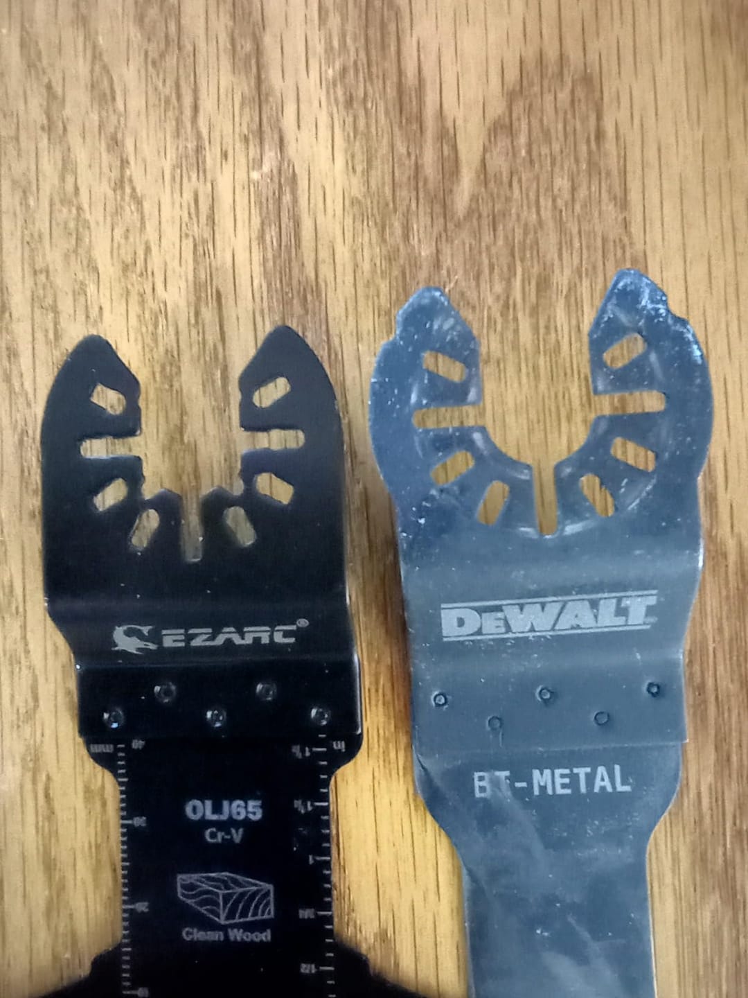 Customer photo review of 7PCS Oscillating Tool Blades Kit, Titanium Oscillating Saw Blades for Wood Nails, Metal, Plastic Multitool Blades Kits