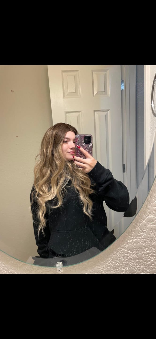 Customer photo review of Human Hair Topper For Thinning Crown Human Balayage Brown Hair #3/8/22