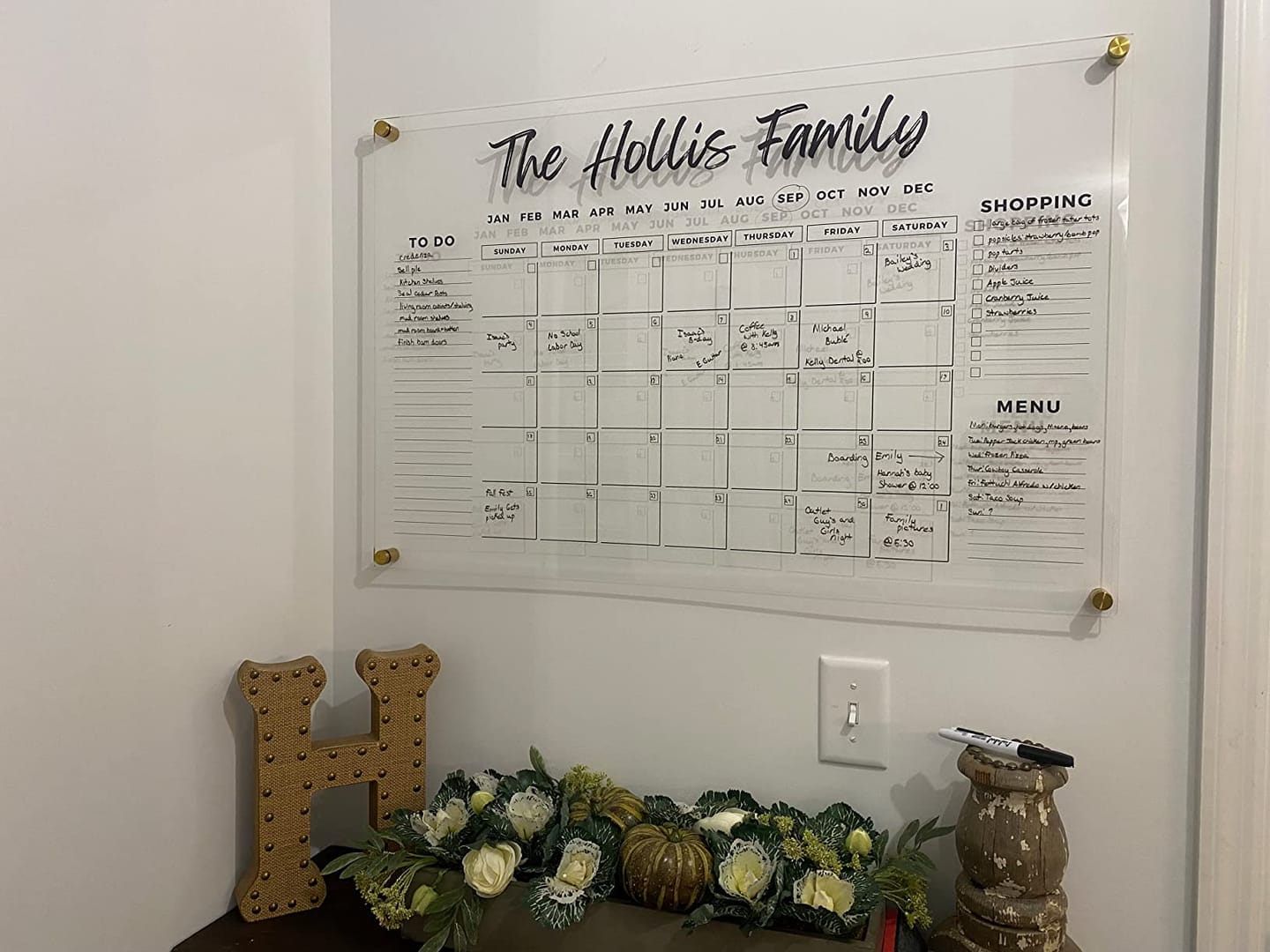 Customer photo review of Family Name Calendar Personalized Acrylic Wall Calendar - Personalized Calendar 2024, Horizontal Wall Calendar, Monthly and Weekly Calendar, Housewarming Gift, Goals, To Do