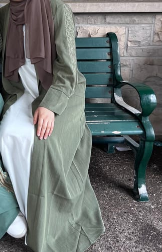 Customer photo review of CA - Embroidered Sleeve Abaya - Desert Green